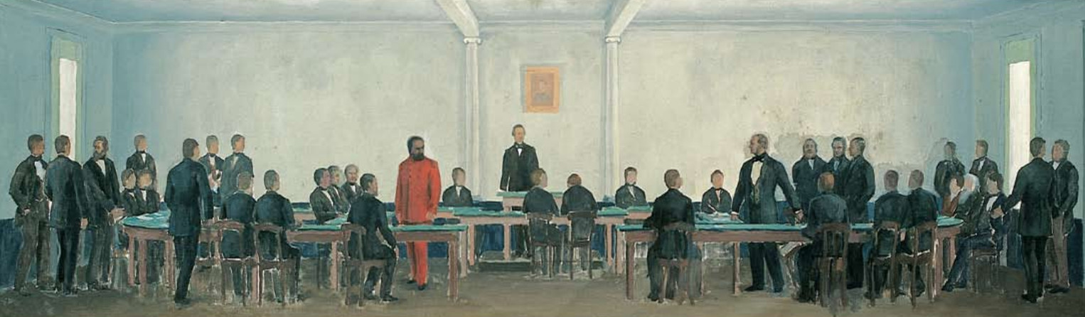 Þjóðfundurinn 1851. Málverki eftir Brynjólf Þórðarson frá 1932. Þjóðfundurinn 1851. Málverki eftir Brynjólf Þórðarson frá 1932.